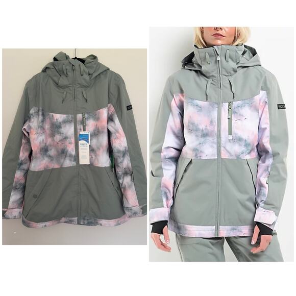 Roxy Presence Sea Pine Mystery Fog 10K Parka Snowboard Jacket - Picture 1 of 10